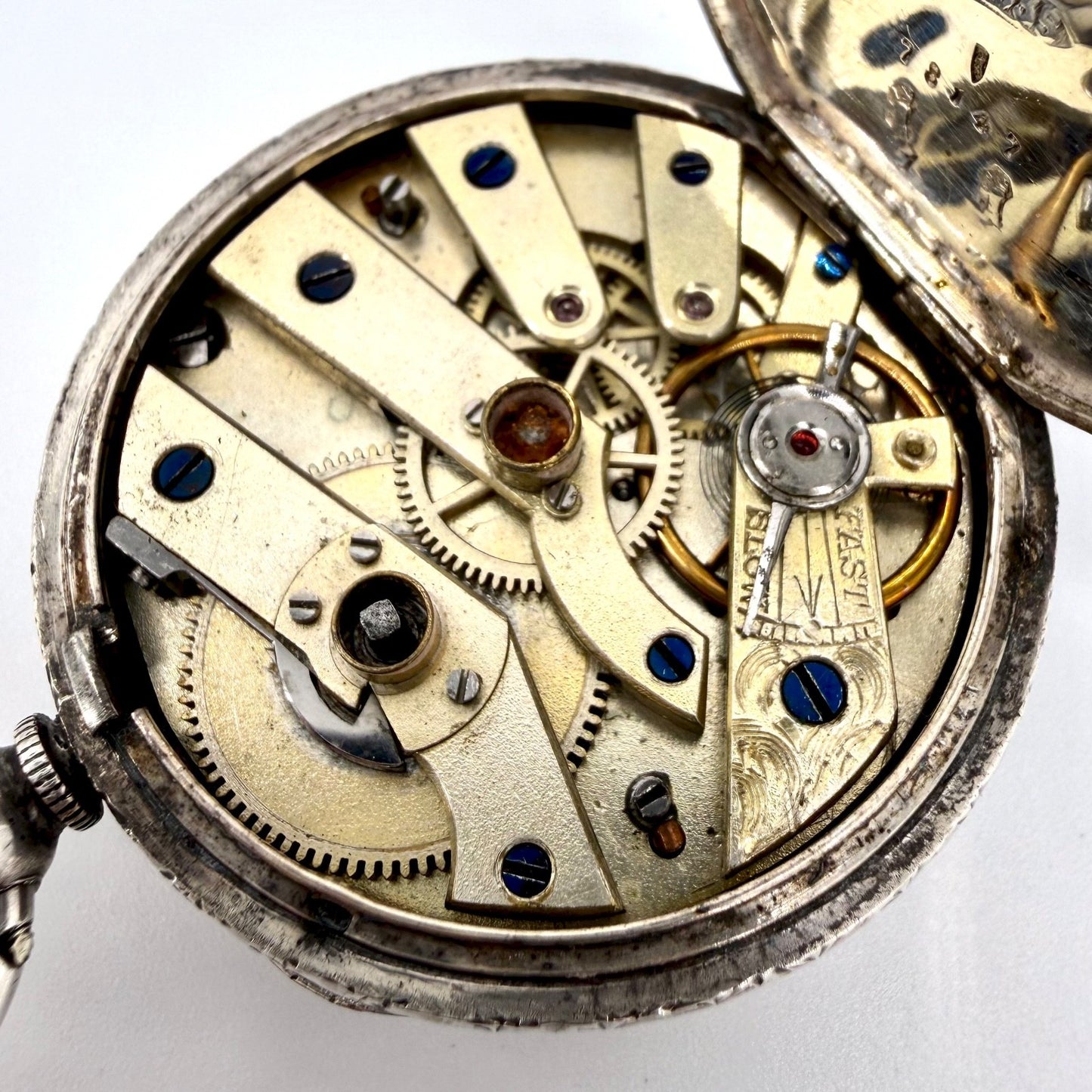 Antique Swiss Silver Pocket Watch – 935 Silver Case – Key Wound – Working