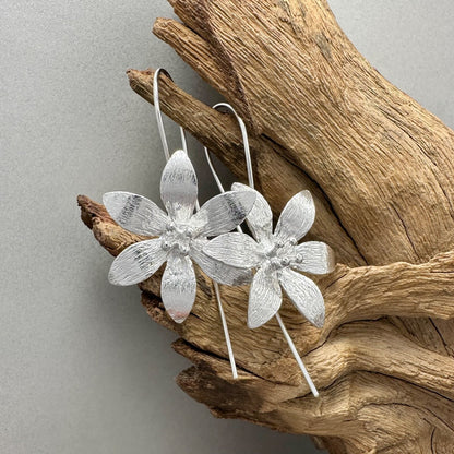 Elegant 925 Sterling Silver Handcrafted Flower Drop Earrings – Various Designs