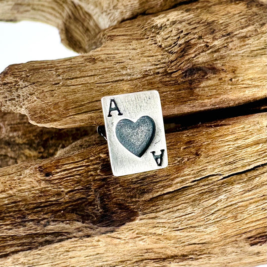 Brand New 925 Sterling Silver Ace of Hearts Stud Earring