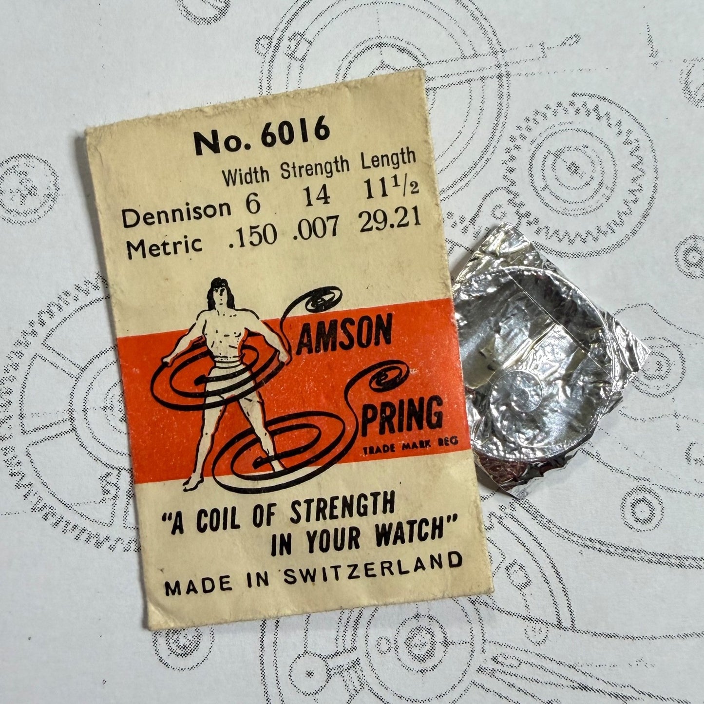Samson Spring No. 6016 – Mainspring 1.50 x 0.07 x 11½" – Dennison 6 / 14