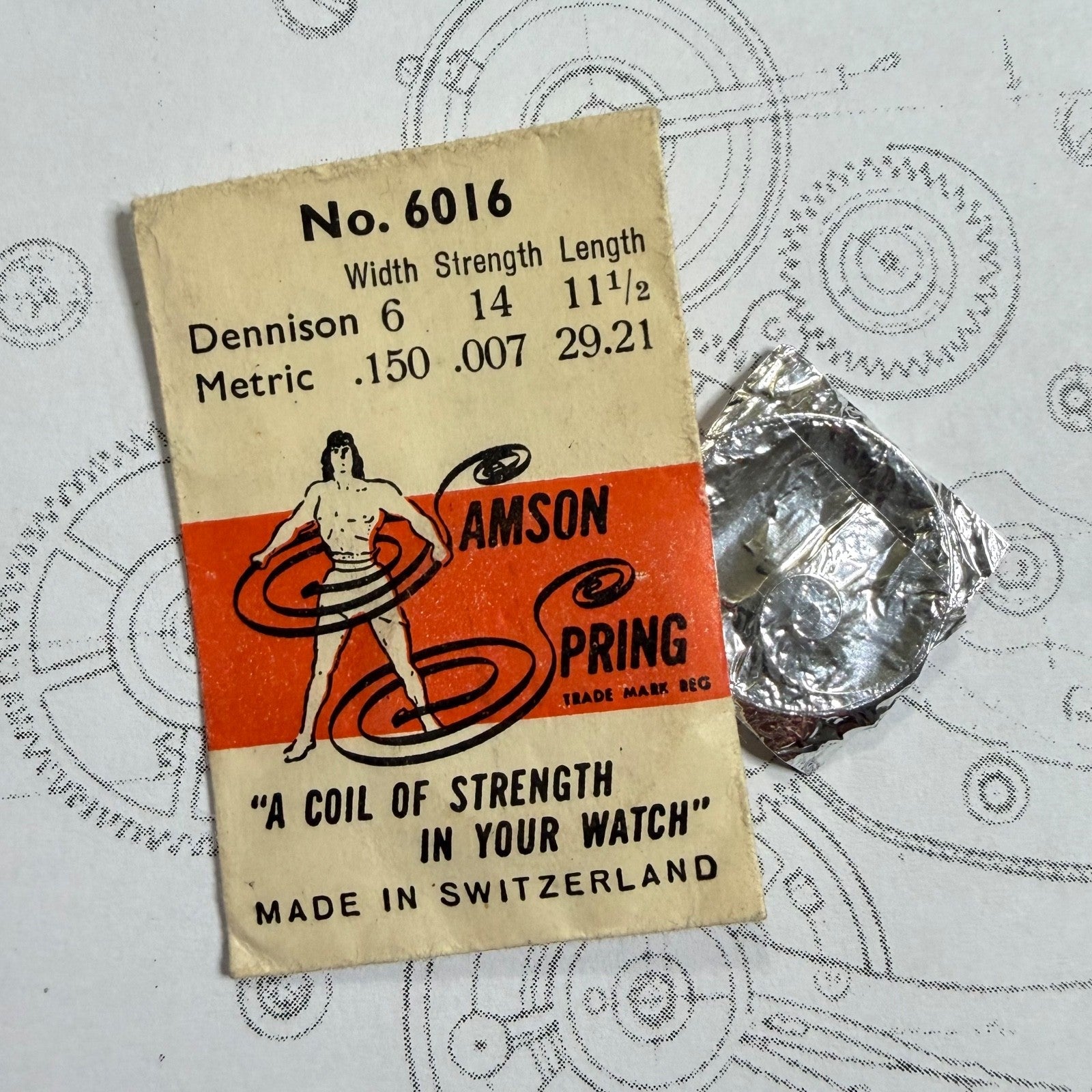 Samson Spring No. 6016 – Mainspring 1.50 x 0.07 x 11½" – Dennison 6 / 14