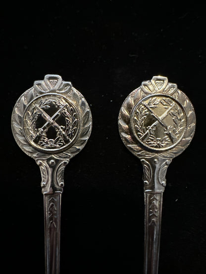 Pair Vintage Silver Plate Riffle Shotgun Shooting Teaspoons - 1990's