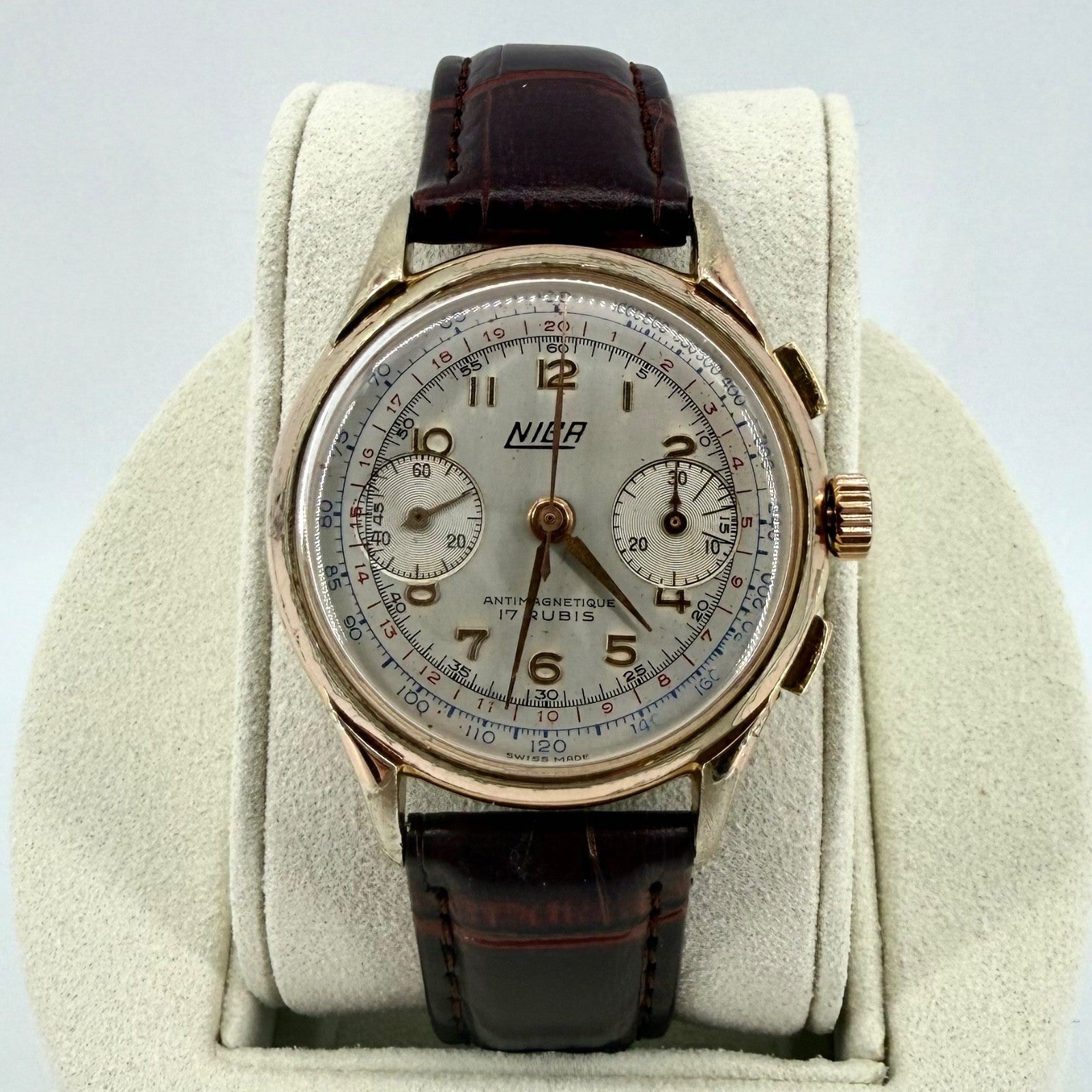 Vintage NIGA Swiss Chronograph Watch – Landeron 51 – Gold Plated – c.1940s–50s