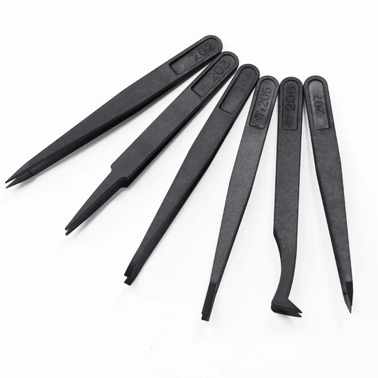 Set of 6 Carbon Fibre Anti-Static Tweezers – Precision Watchmaker Tools Set
