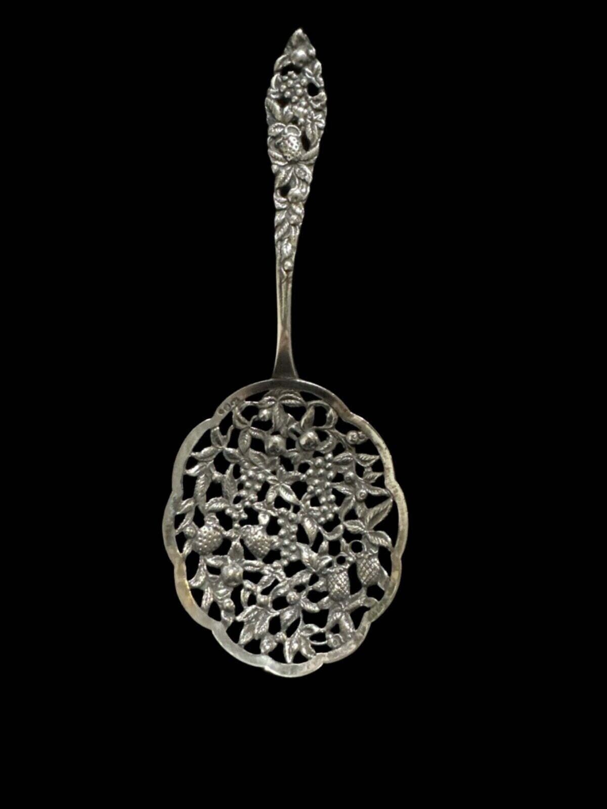 Antique Solid Silver Large Pierced Spoon - Dutch Hallmarks 1846