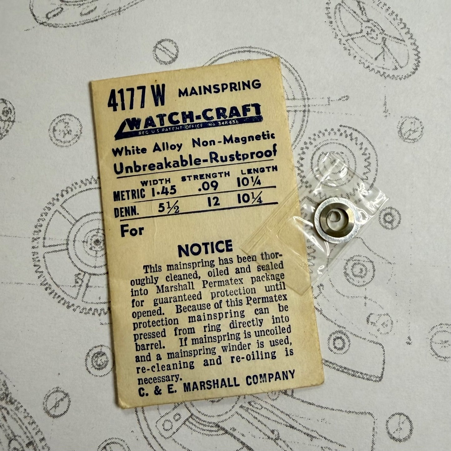 Watch-Craft Mainspring 4177W – 1.45 x 0.09 x 10¼" – 5½ Denn