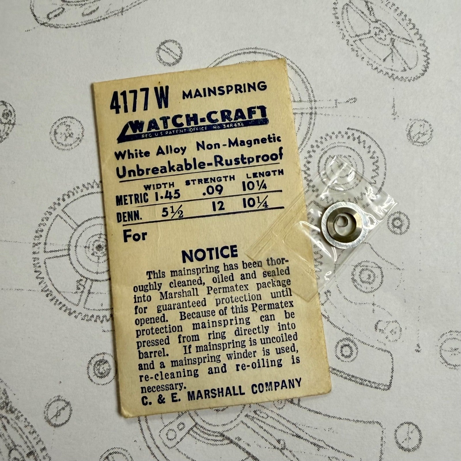 Watch-Craft Mainspring 4177W – 1.45 x 0.09 x 10¼" – 5½ Denn