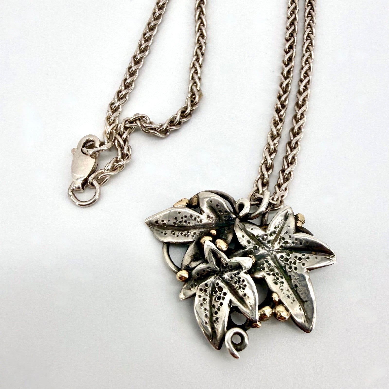 Handmade Sterling Silver Ivy Leaf Set by Ann Powell – Hallmarked London 2006