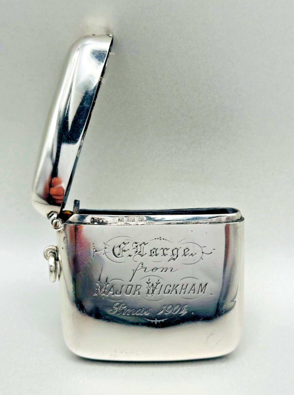 Antique Silver Curved Vesta Case - Birmingham 1900
