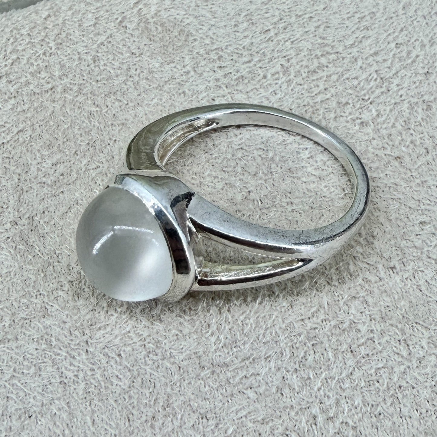 Vintage 925 Sterling Silver Cabochon Moonstone Ring – UK Size P