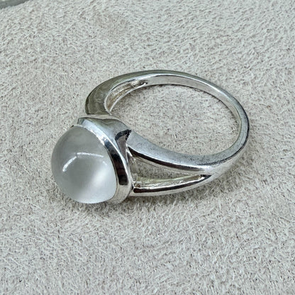 Vintage 925 Sterling Silver Cabochon Moonstone Ring – UK Size P