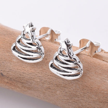 Brand New 925 Sterling Silver Christmas Tree Earrings - Festive