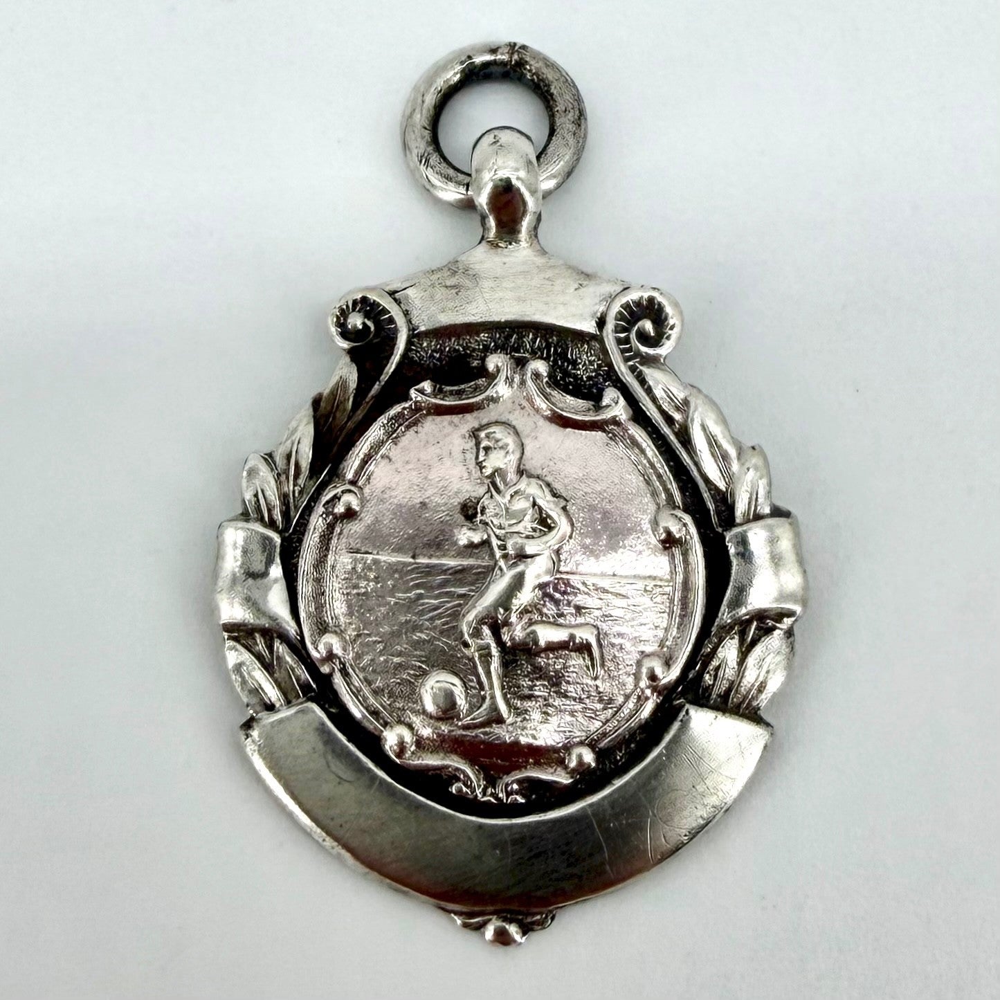 Antique Sterling Silver Football Fob Medal – Early 20th Century