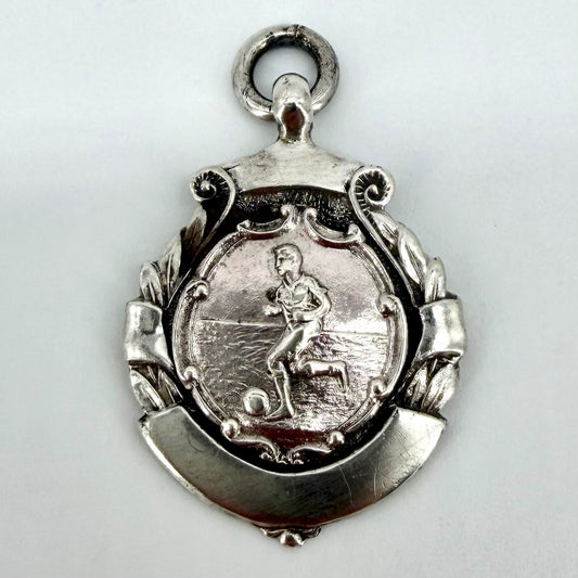 Antique Sterling Silver Football Fob Medal – Early 20th Century