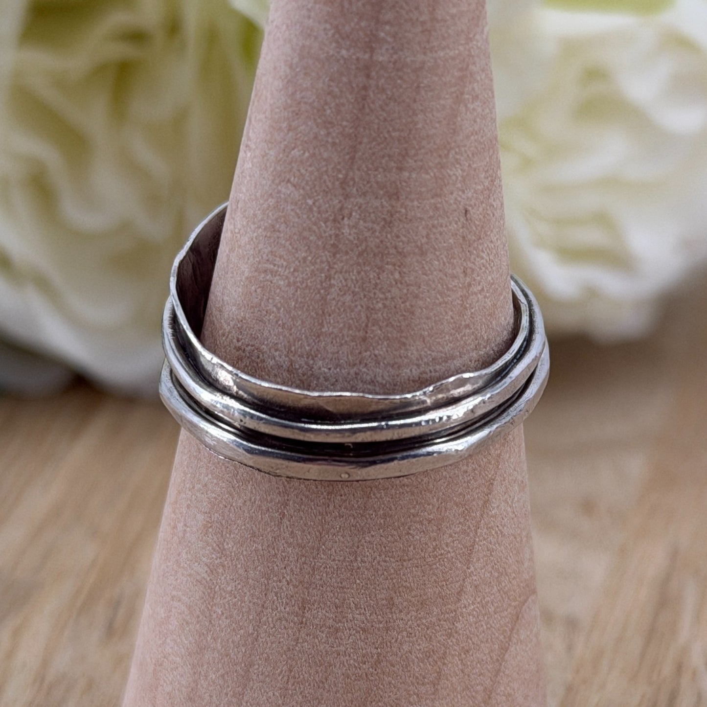 Handmade 925 Sterling Silver Diamond Ring with Gold Accents – UK Size U