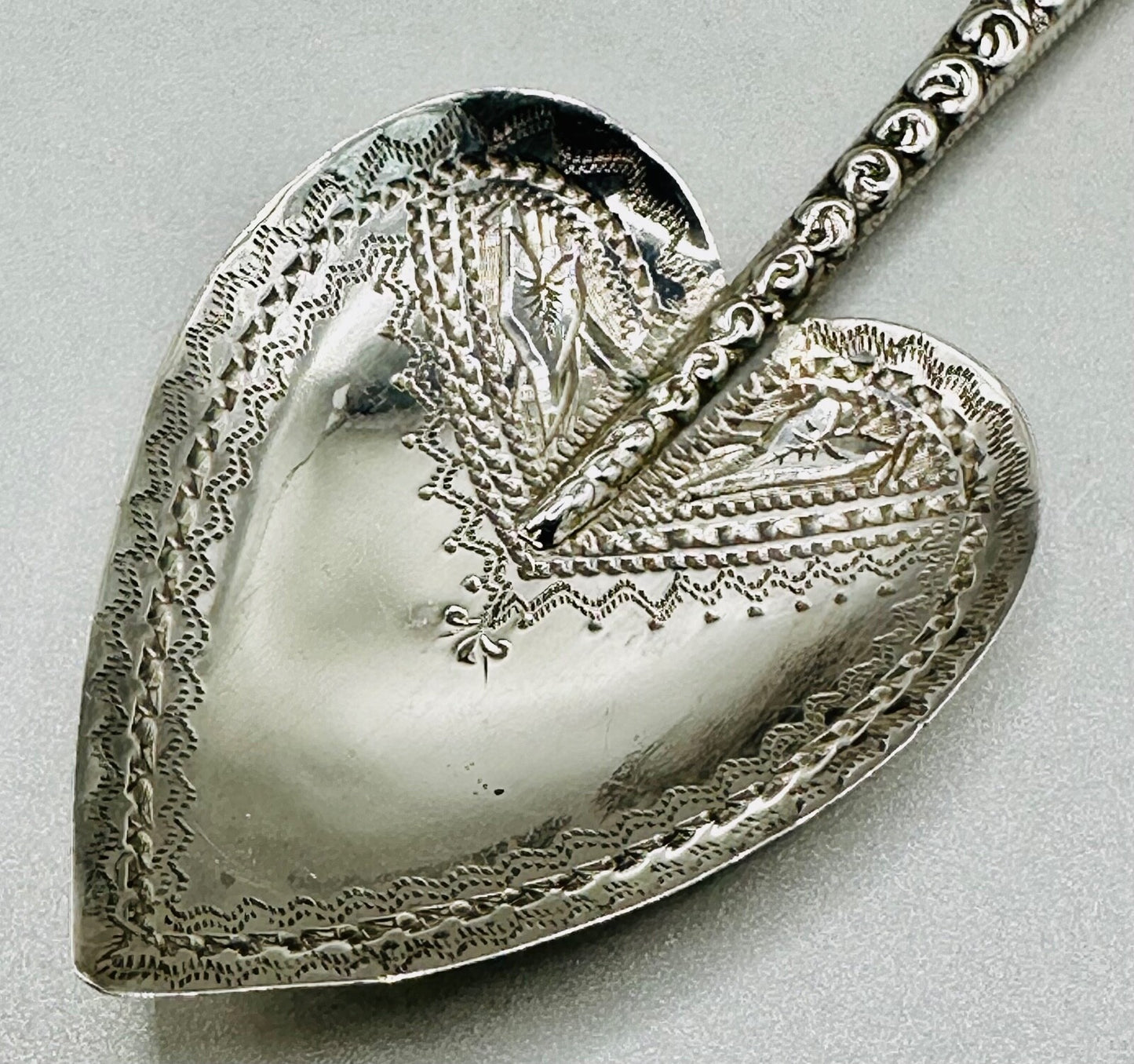 Antique Silver Heart-Shaped Spoon - William Davenport - Birmingham 1886 & 1897