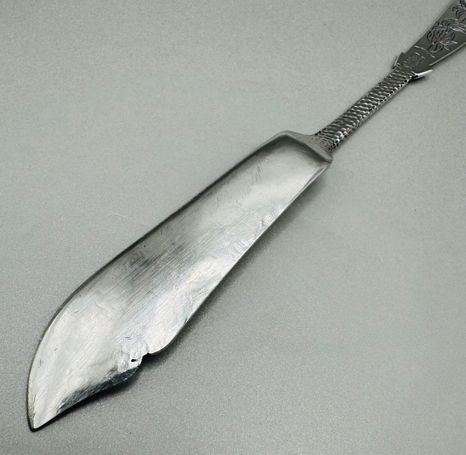 Antique Chinese Export Silver Fish Knife - Intricate Dragon and Floral Design