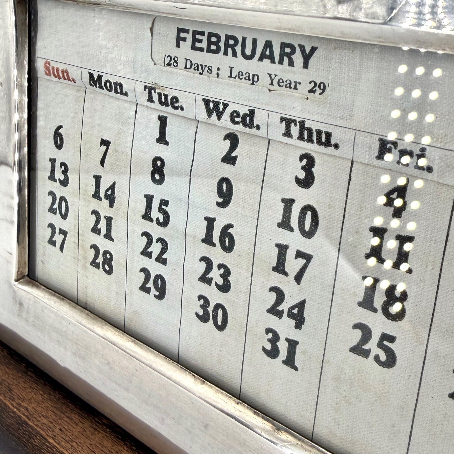 1939 Sterling Silver Desk Calendar – Birmingham – W.J. Myatt & Co