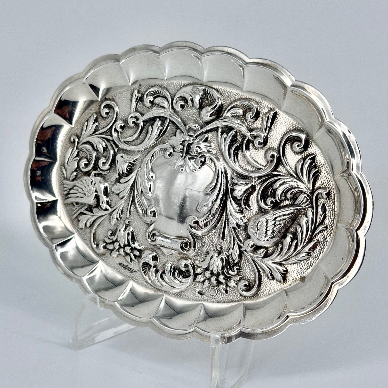 Vintage Spanish Solid Silver Trinket Tray – Signed Plata Dura, Plata de Ley