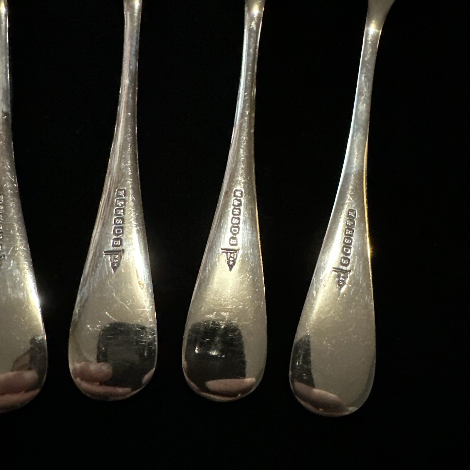 Antique Set of 6 Silver Plated Spoons - Walker & Hall