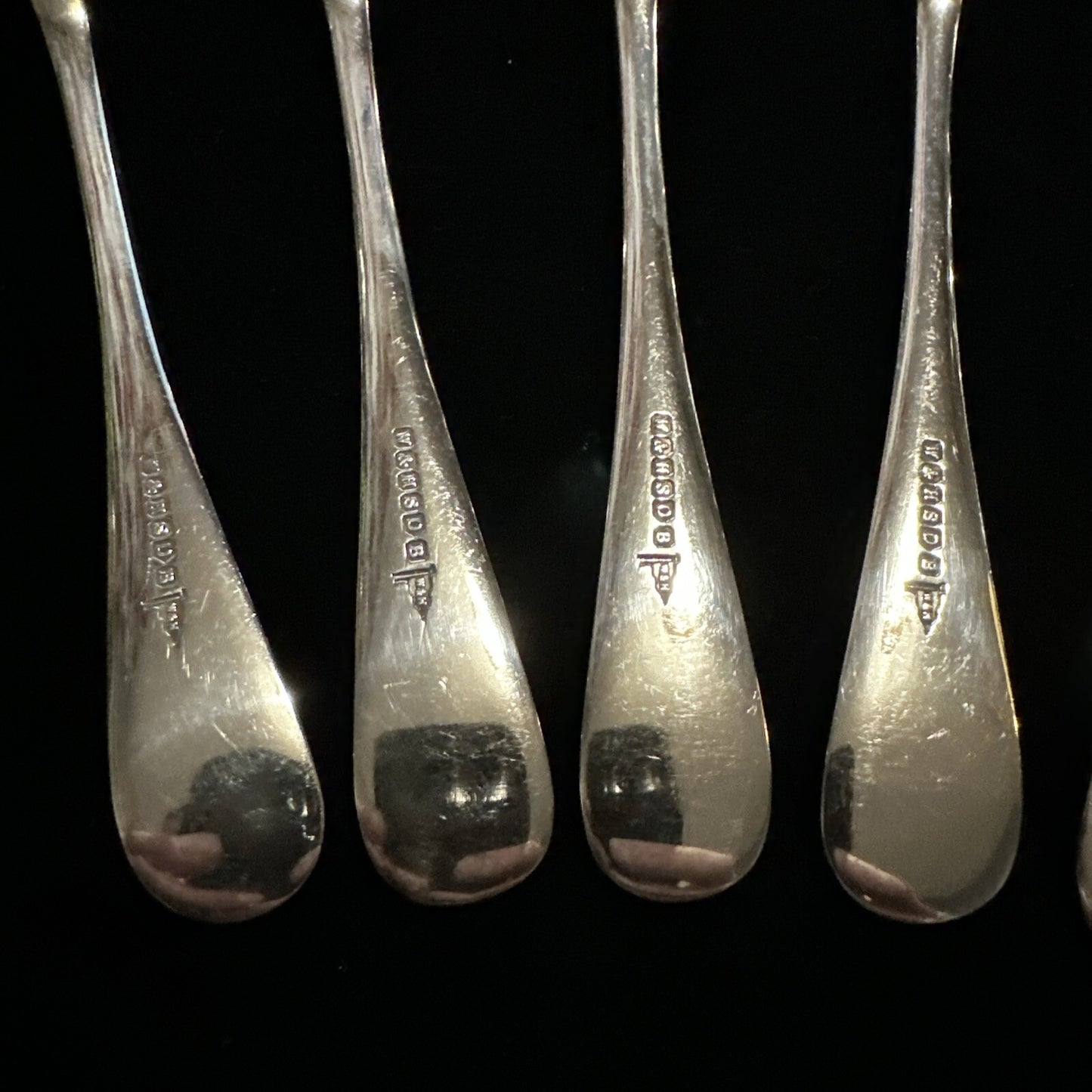 Antique Set of 6 Silver Plated Spoons - Walker & Hall