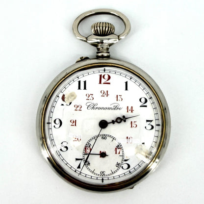 Antique Swiss “Chronomètre” Pocket Watch – Argentan Case – Working – c.1900