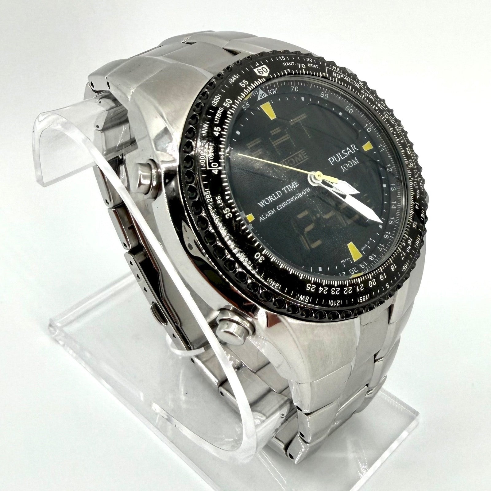 Pulsar NX14-X001 World Time Alarm Chronograph Watch – Analog Digital