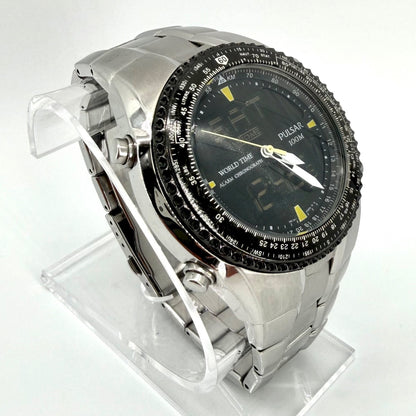 Pulsar NX14-X001 World Time Alarm Chronograph Watch – Analog Digital