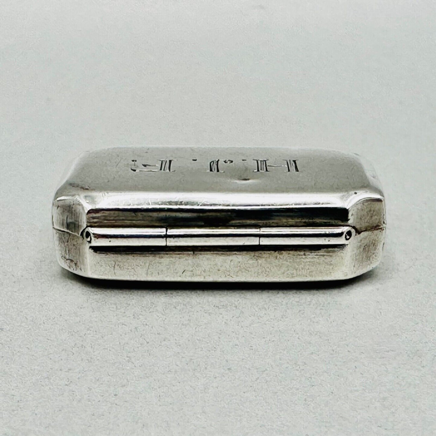 Antique German 835 Silver Pill Box - Mayer Martin – Hallmarked - Engraved H.J.F