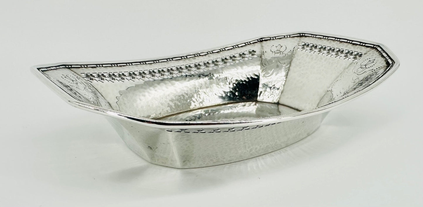 Antique American Sterling Silver Dish – Pierced & Hammered Design – Webster Co.