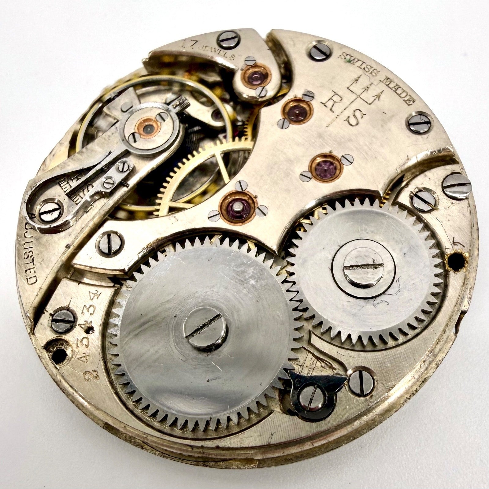 Antique Swiss Pocket Watch Movement – W.H. May, Rotherham & Sons - Working