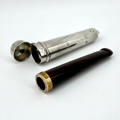Antique Silver Cased Cheroot Holder – Birmingham 1919 – 18 R.G.P. – Edwardian