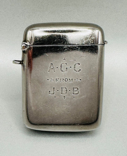 Antique Solid Silver Vesta Case - Birmingham 1905 - Horace Woodward & Co.