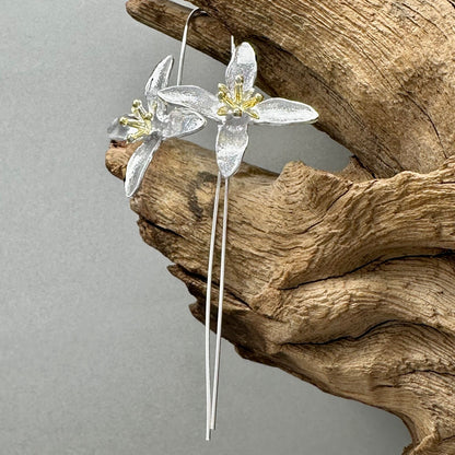 Elegant 925 Sterling Silver Handcrafted Flower Drop Earrings – Various Designs