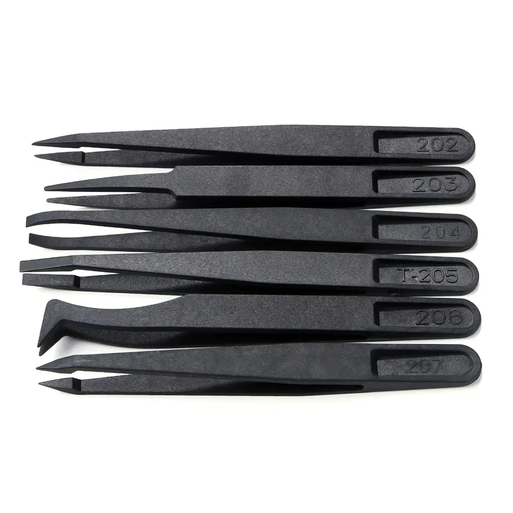 Set of 6 Carbon Fibre Anti-Static Tweezers – Precision Watchmaker Tools Set