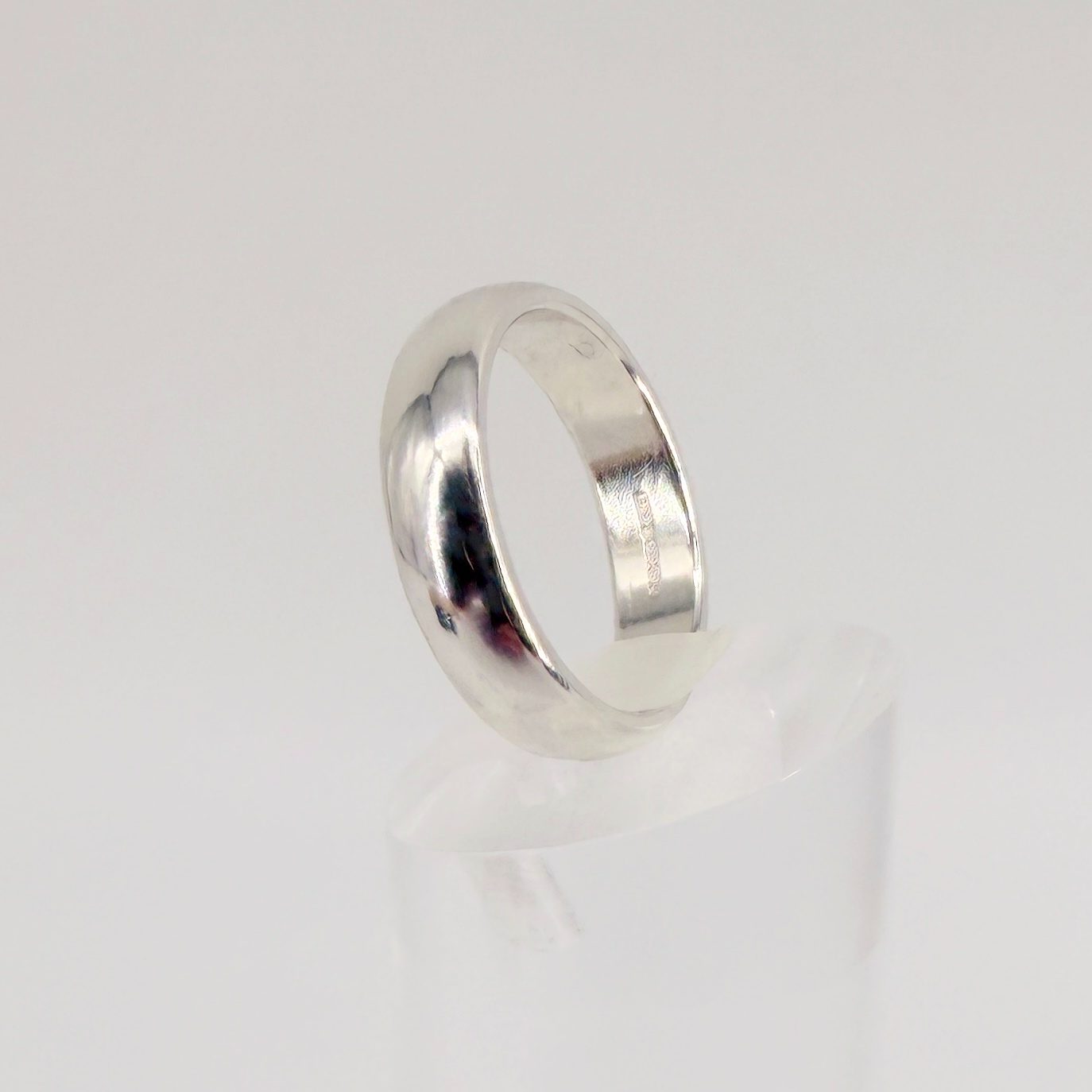 Sterling Silver Traditional D-Profile Wedding Ring, UK Hallmarks, Size R - image 5