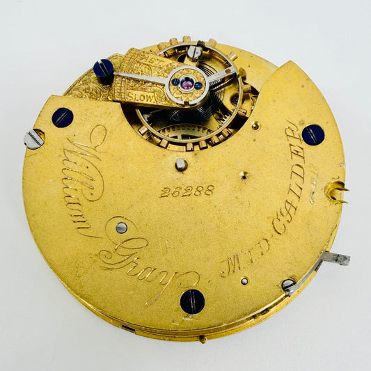 Antique William Gray Pocket Watch Movement - 41.3mm – Spares/Repair