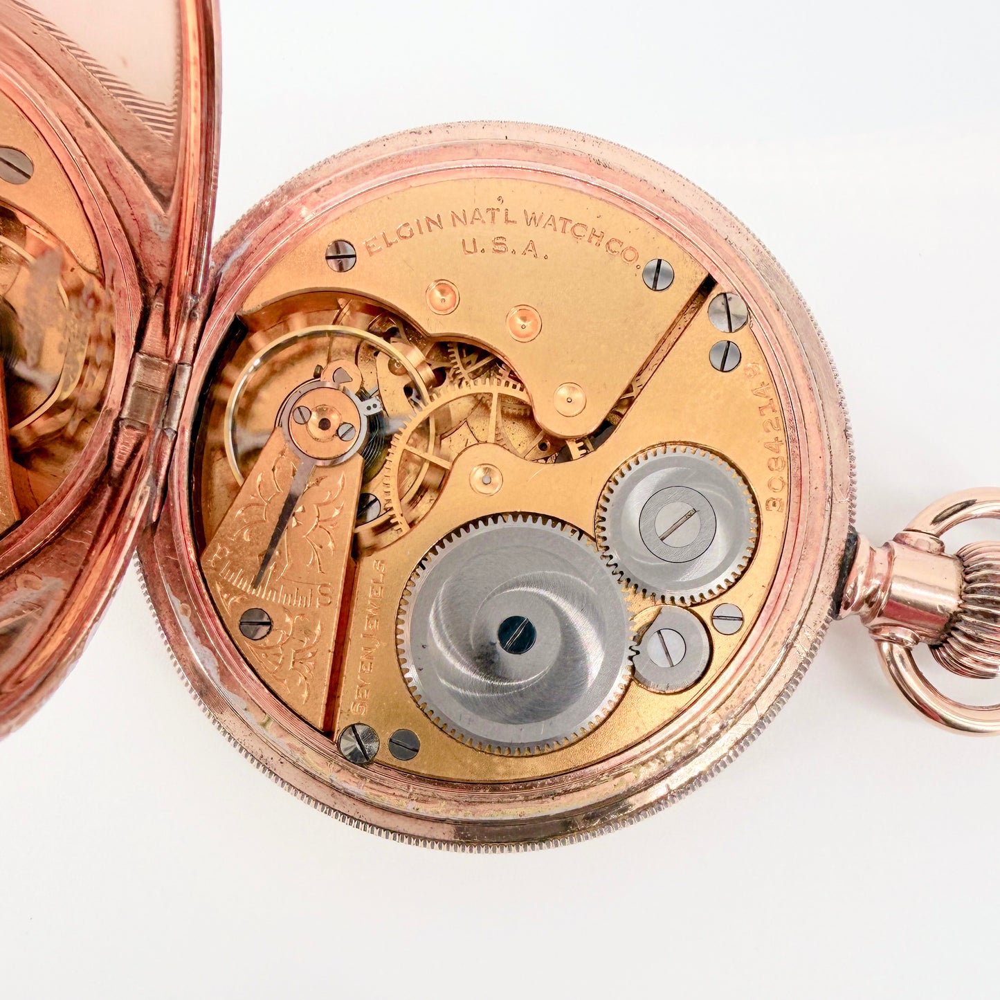 Antique Elgin Full Hunter Pocket Watch 1928 – Keystone Gold Filled Case – Working