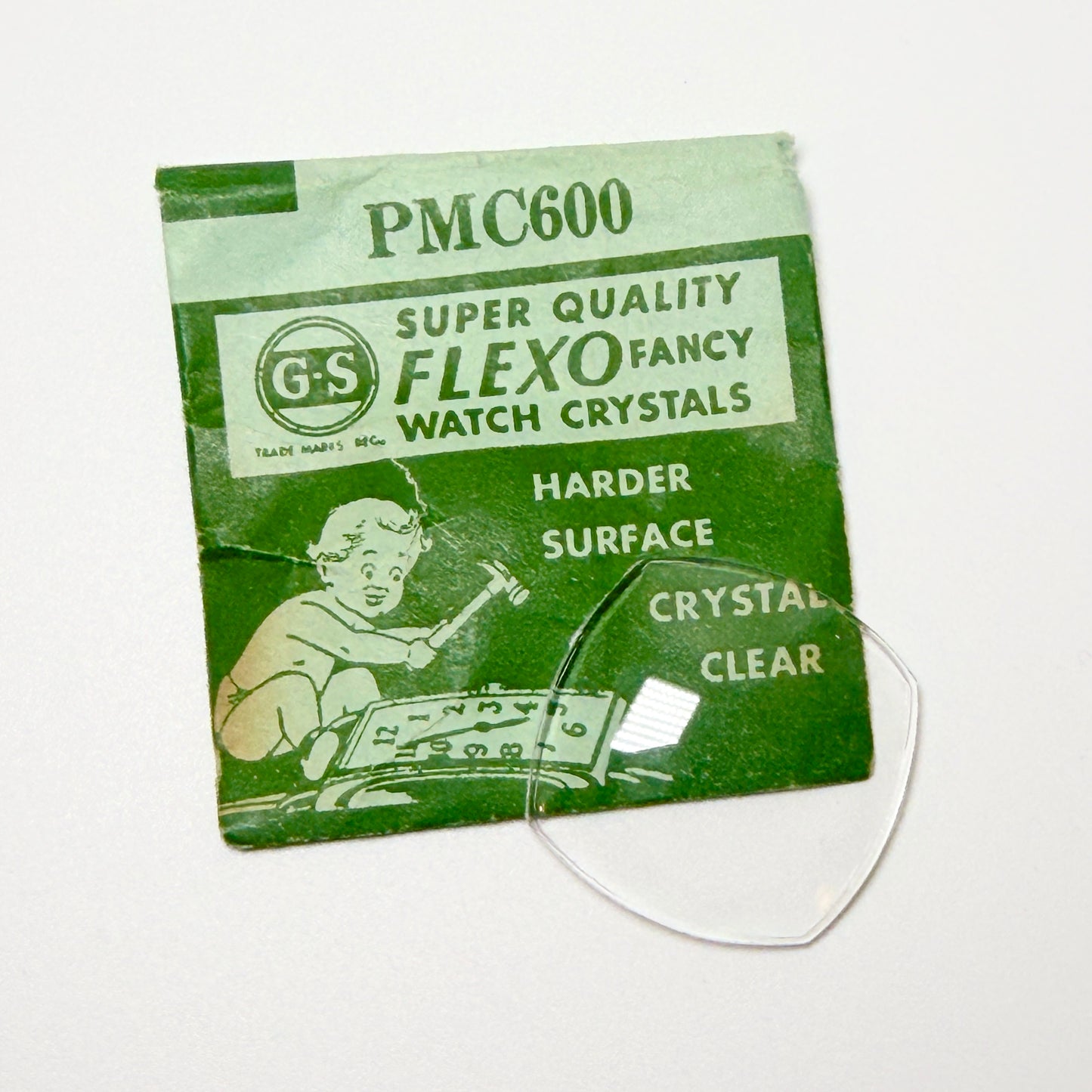 Curved Square - Bottom Edge Curved (Both Sides) - G-S Flexo Acrylic Watch Crystals - Vintage New Old Stock