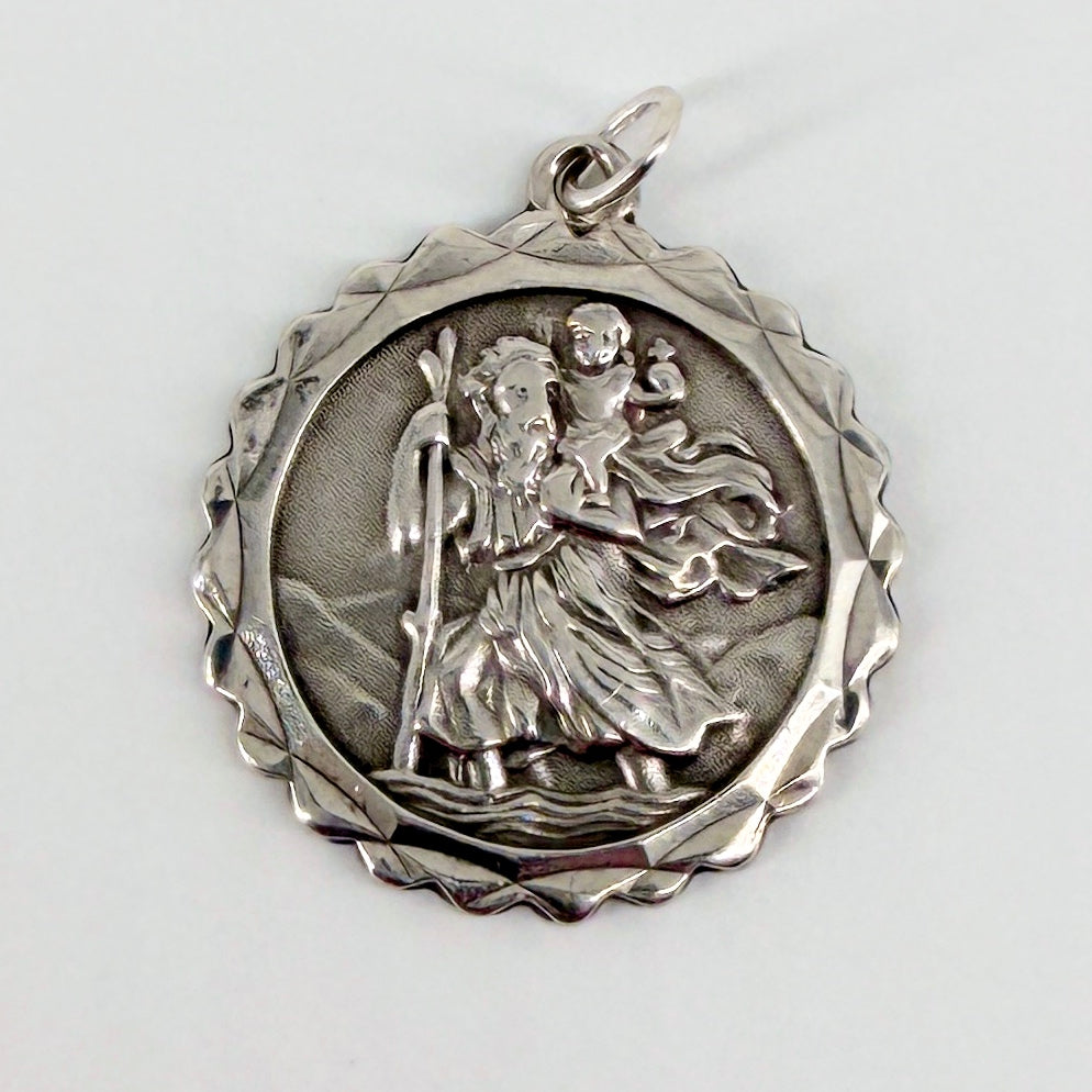 Vintage Sterling Silver St Christopher Pendant – London 1971 – Fred Manshaw Ltd