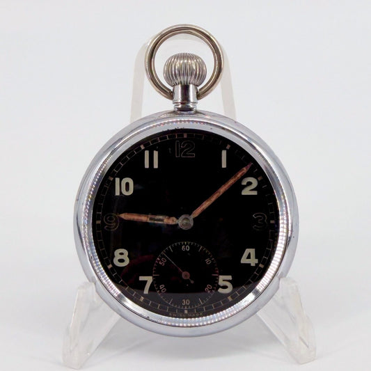 GSTP Bravingtons British Military Pocket Watch, Black Dial, 15 Jewels, c. WWII - image 1