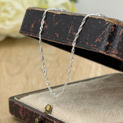 Brand New 925 Sterling Silver Singapore Chain Necklace – 18" (45cm)