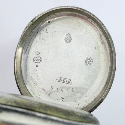 Antique Swiss / German Silver Pocket Watch – 10 Jewels – Working