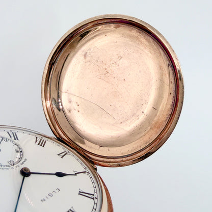 Antique Elgin Full Hunter Pocket Watch 1928 – Keystone Gold Filled Case – Working