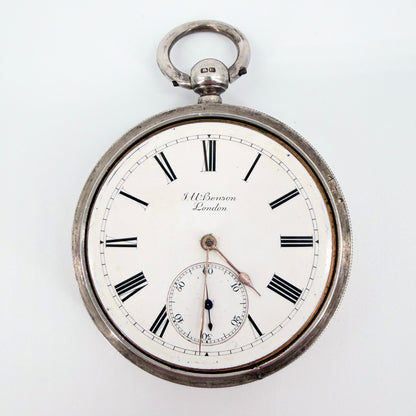Antique Silver J.W. Benson “The Ludgate” Pocket Watch - London 1887 - Working