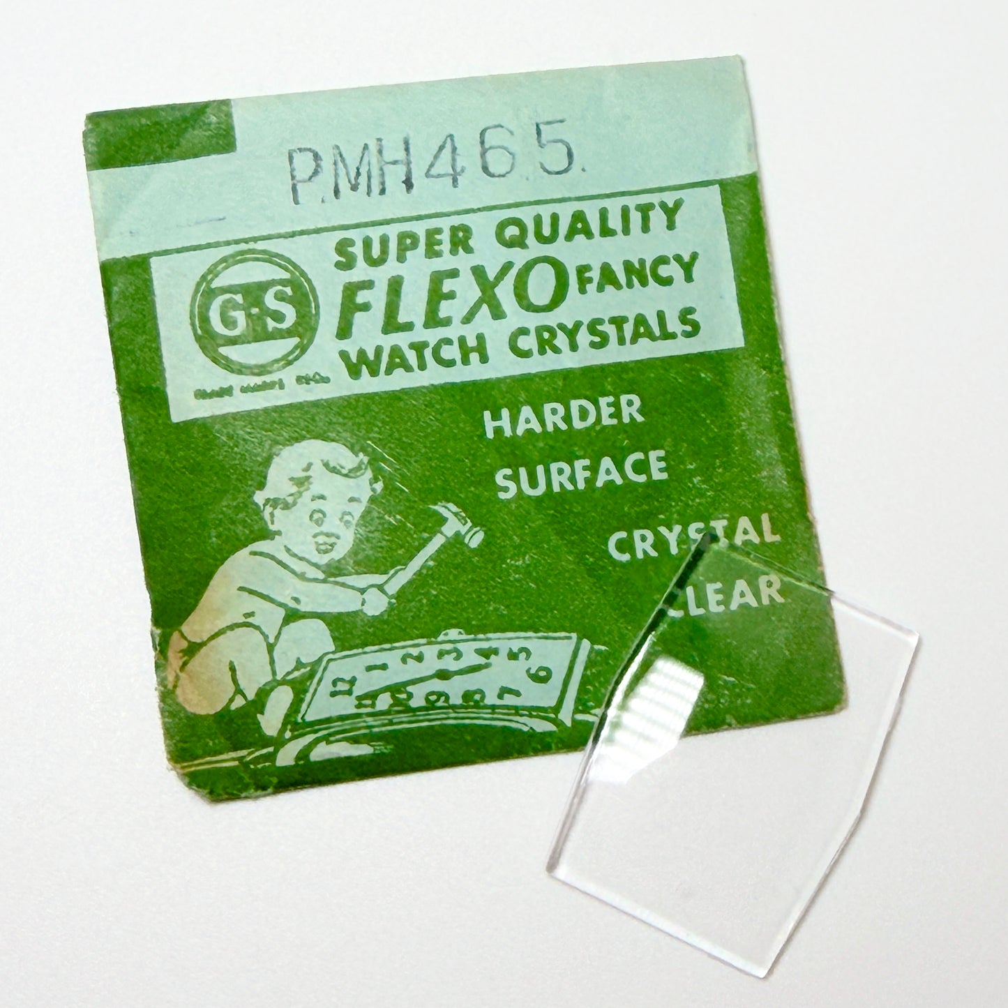 Hexagon - Bottom Edge Curved (Long Sides) - G-S Flexo Acrylic Watch Crystals - Vintage New Old Stock