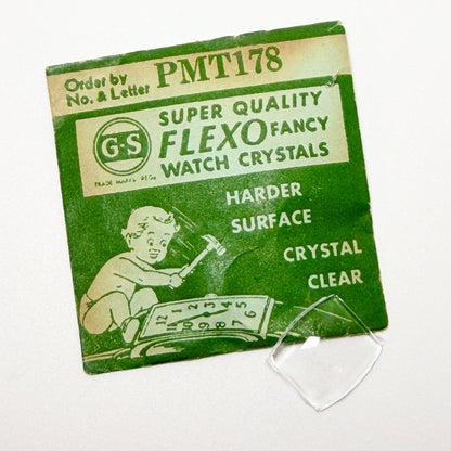 Tonneau / Barrel (PMT Series) - Bottom Edge Curved (Short Sides) - G-S Flexo Acrylic Watch Crystals - Vintage New Old Stock