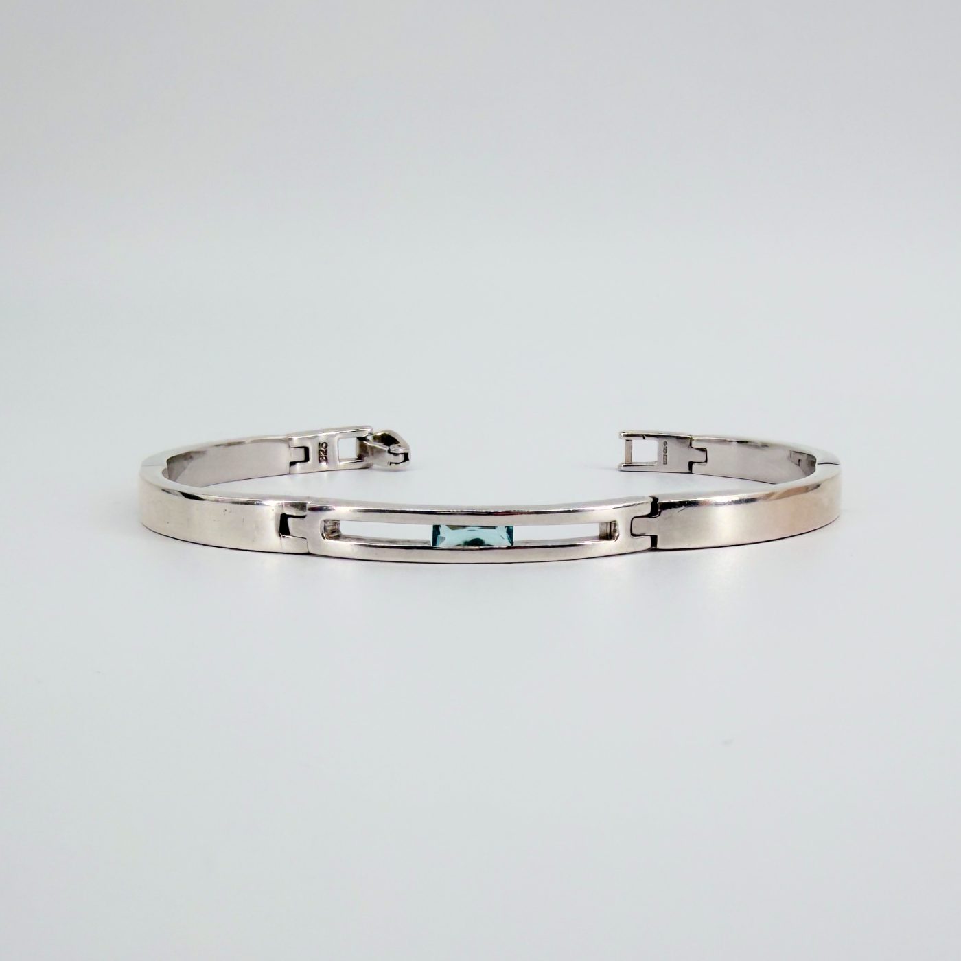 Accurist Sterling Silver Link Panel Bracelet with Blue Stone Birmingham Hallmark - image 1