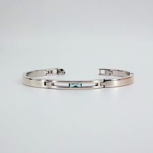 Accurist Sterling Silver Link Panel Bracelet with Blue Stone Birmingham Hallmark