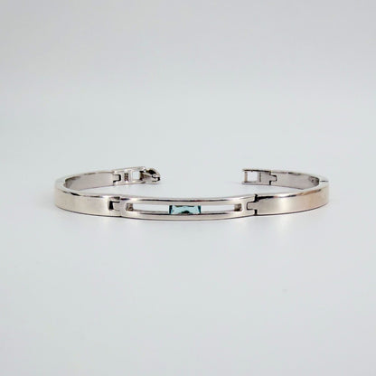 Accurist Sterling Silver Link Panel Bracelet with Blue Stone Birmingham Hallmark - image 1